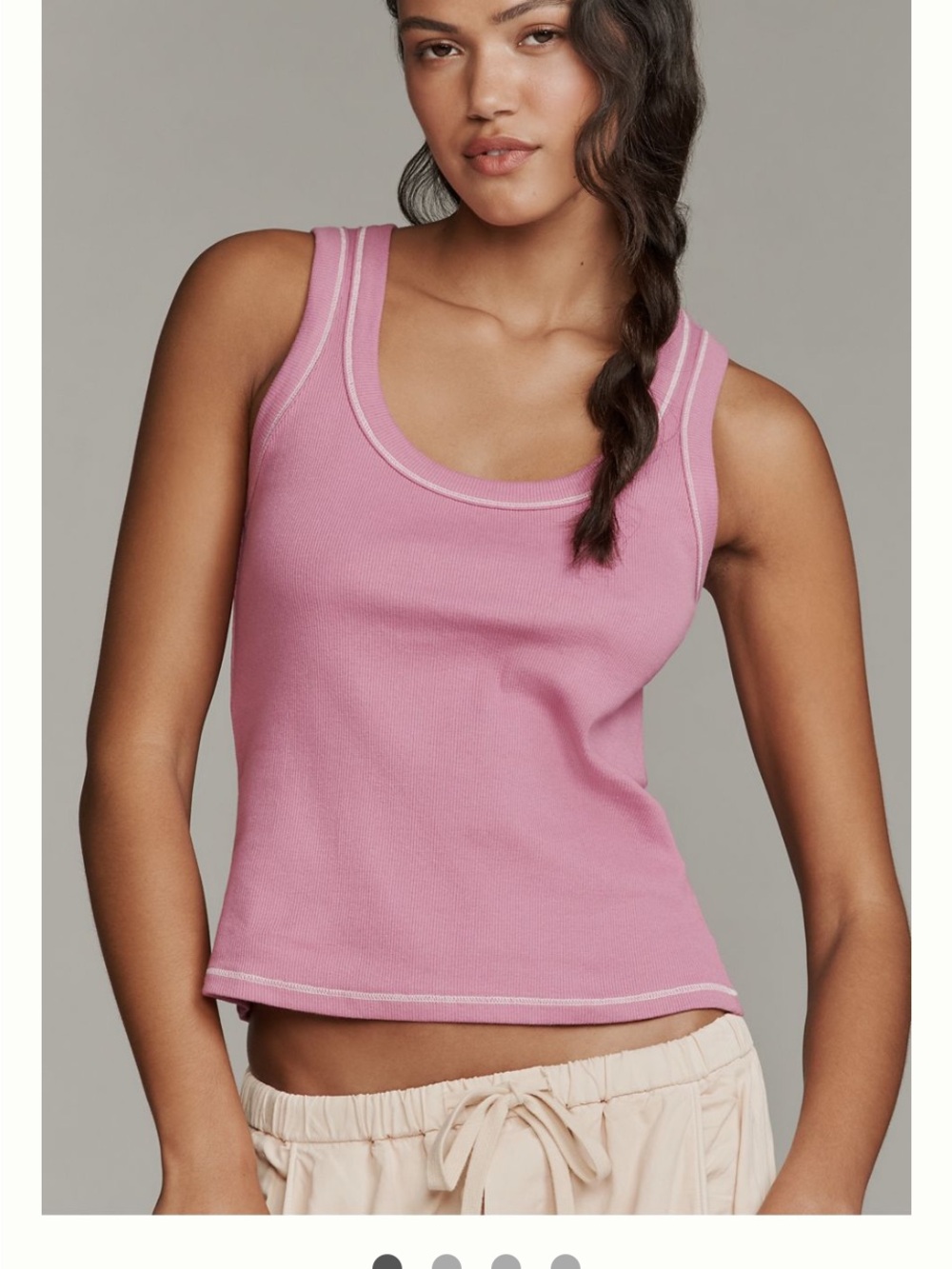 Pilcro Sunny Scoop Neck Pink Ribbed Tank Top Size XL